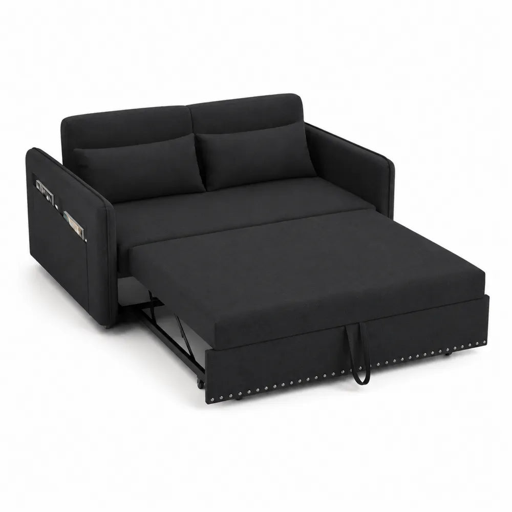 Divano Letto Convertibile in Tessuto Poliestere Nero