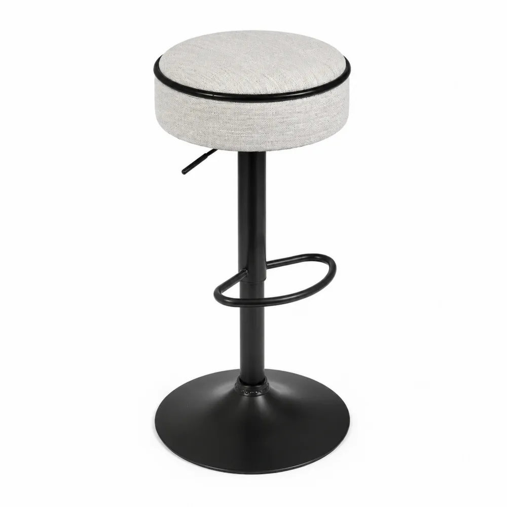 Sgabello da Bar Regolabile in Tessuto Grigio e Metallo Nero