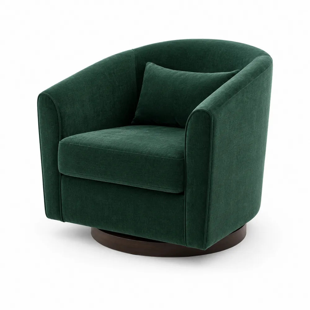Poltrona in Velluto Verde con Base Girevole
