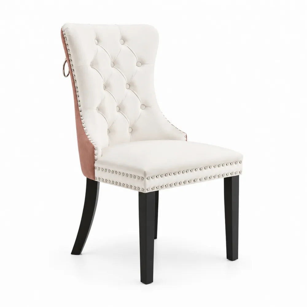 Sedia in Similpelle Bianca con Gambe in Legno
