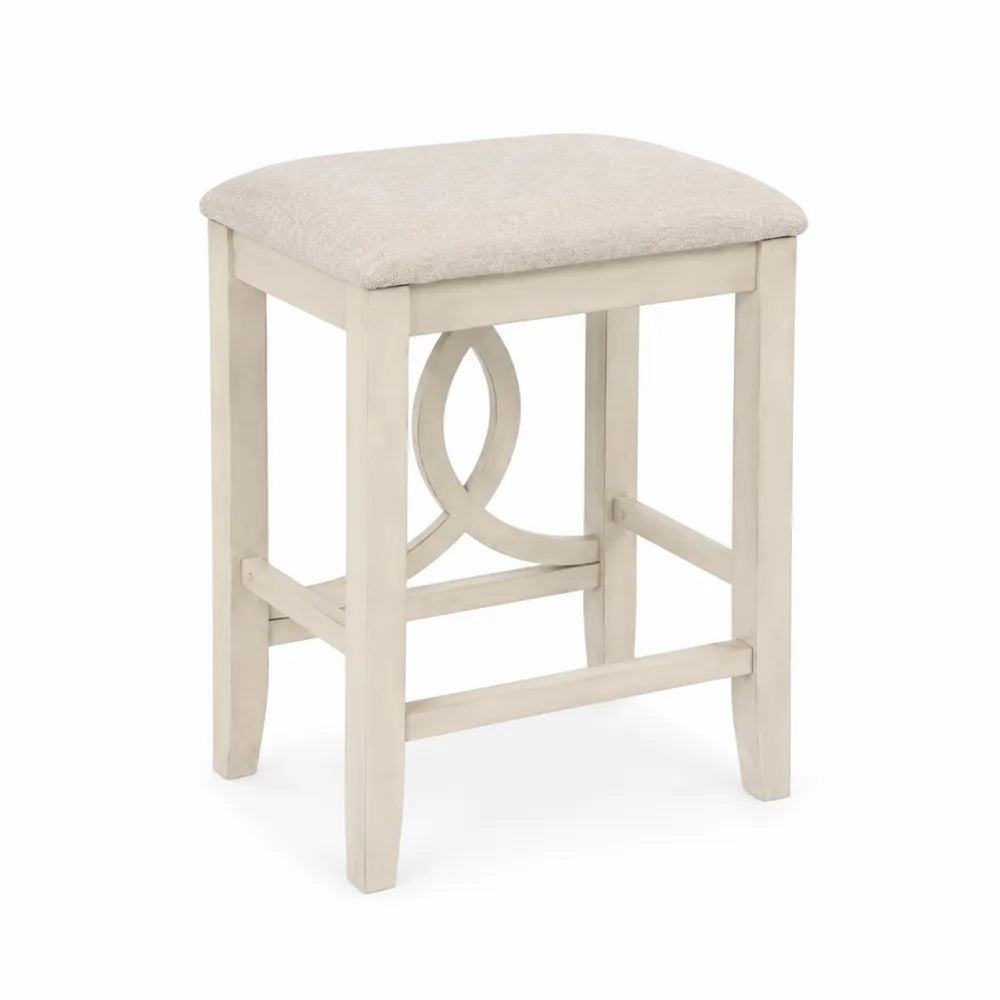 Sgabello da bar in legno con seduta in lino beige