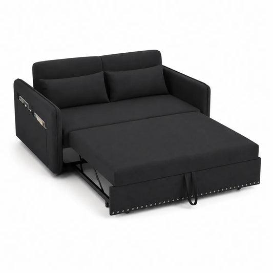 Divano Letto Convertibile in Tessuto Poliestere Nero