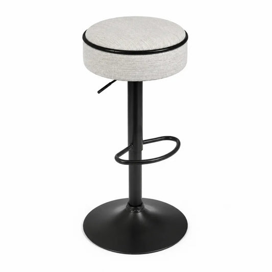 Sgabello da Bar Regolabile in Tessuto Grigio e Metallo Nero