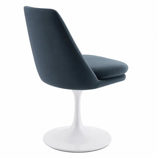 Sedia Girevole in Tessuto Blu Scuro con Base in Metallo