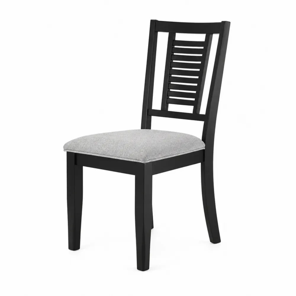 Sedia da pranzo legno nero con seduta in poliestere grigio